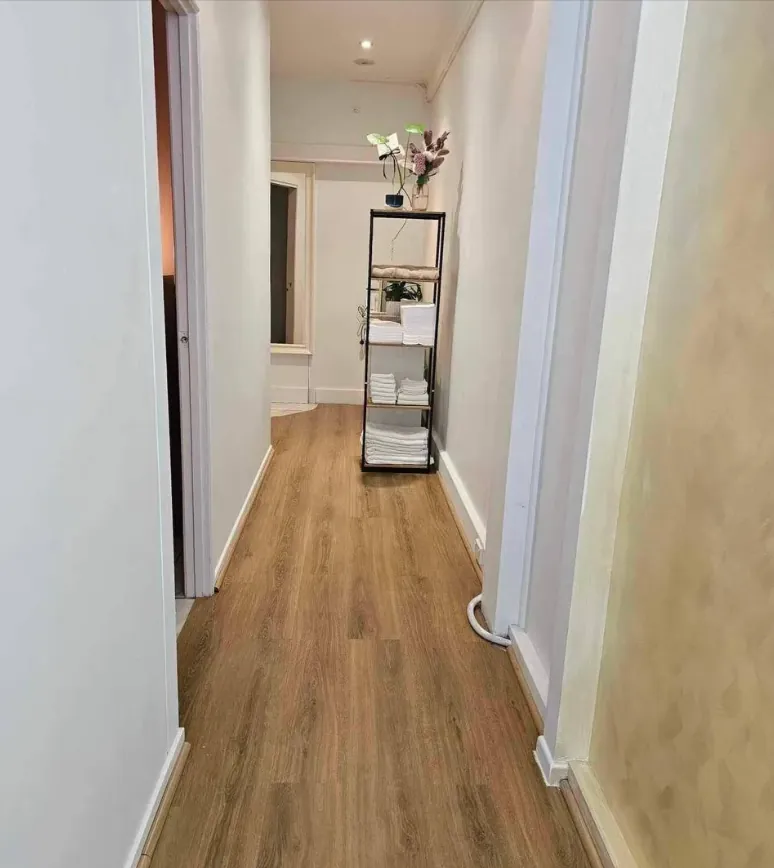 Our tranquil spa hallway